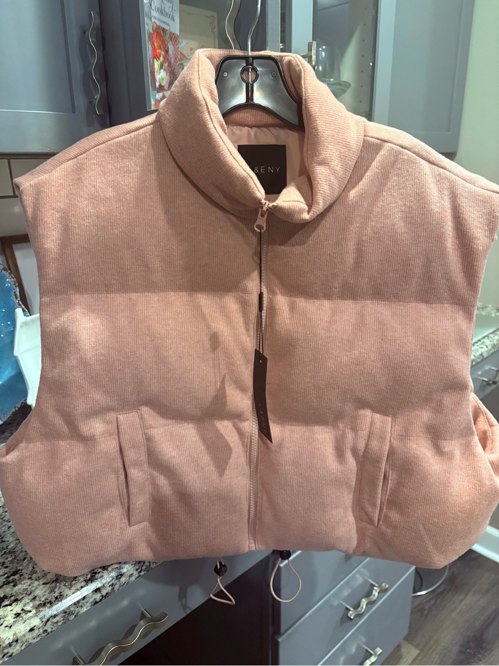 Blush Pink Cropped Puffer Vest